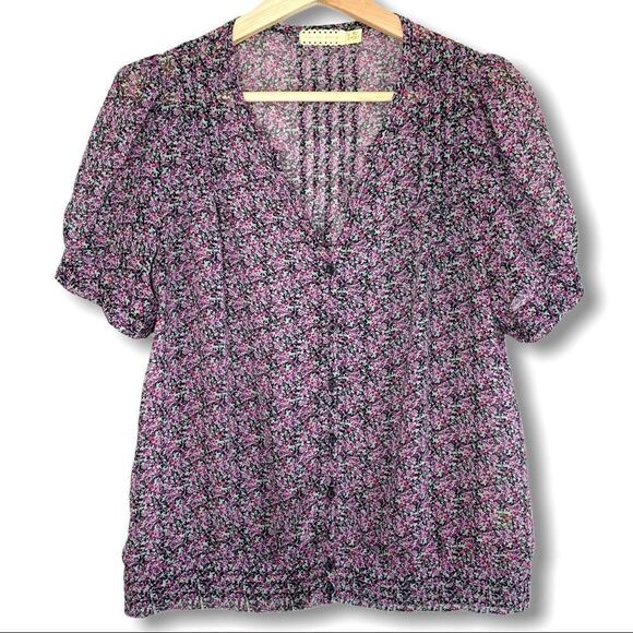 UO Pins and needles Mini Floral Button Top - Picture 1 of 7